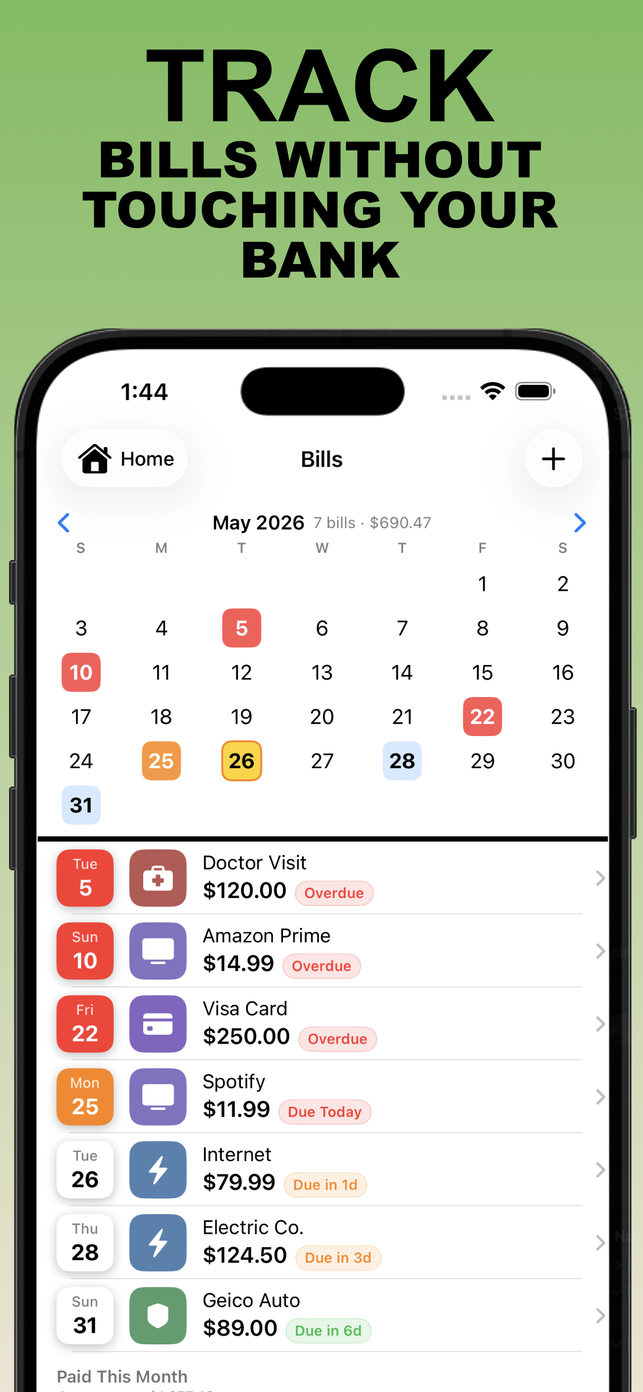 Bill Docket screenshot 1